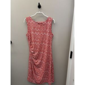 J. McLaughlin Women M Chevron Boho Stretch Dress Pink Catalina Cinch Waist